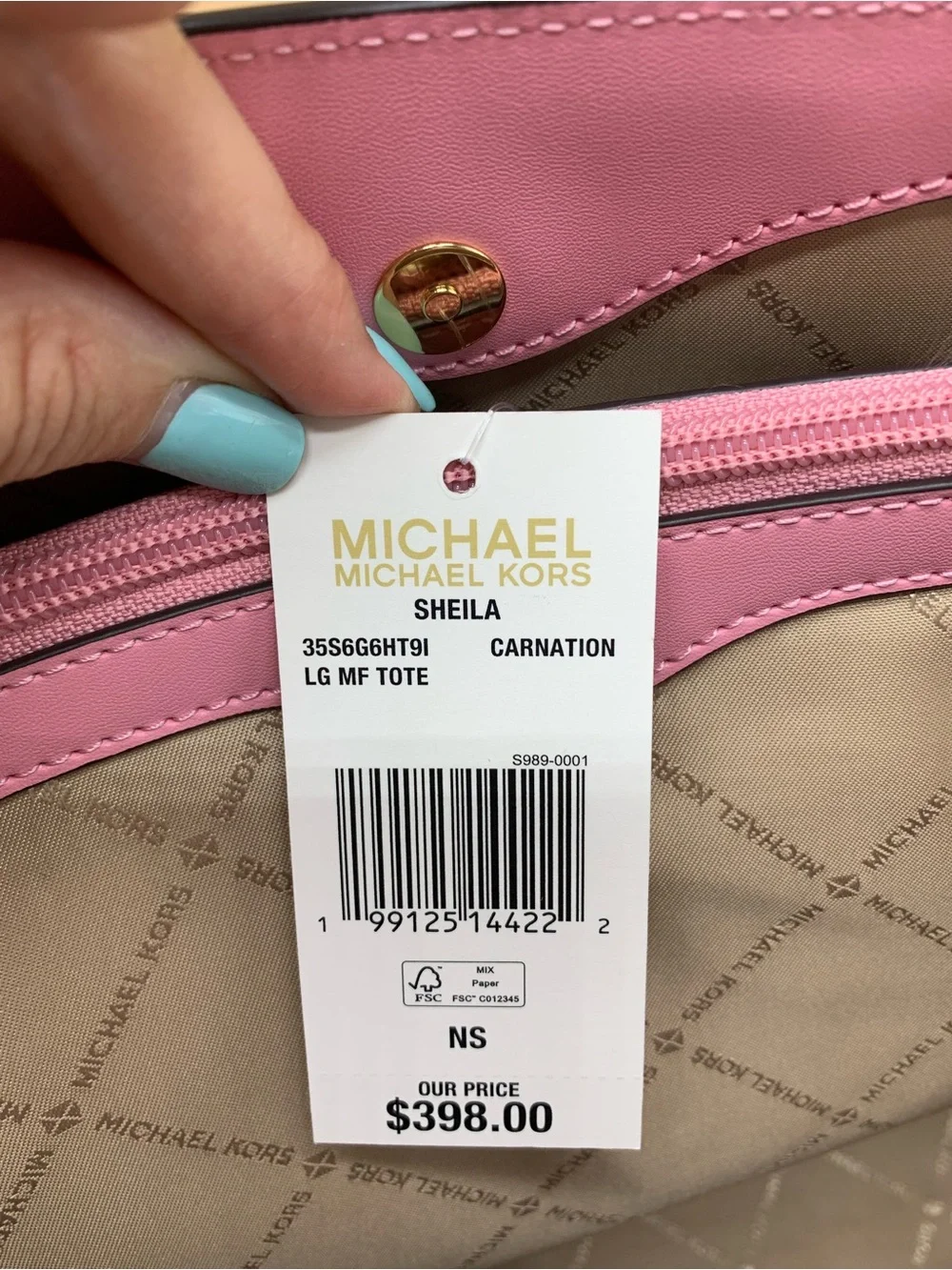 Michael Kors Sheila Carnation  Ombre Signature Logo Tote with Wristlet